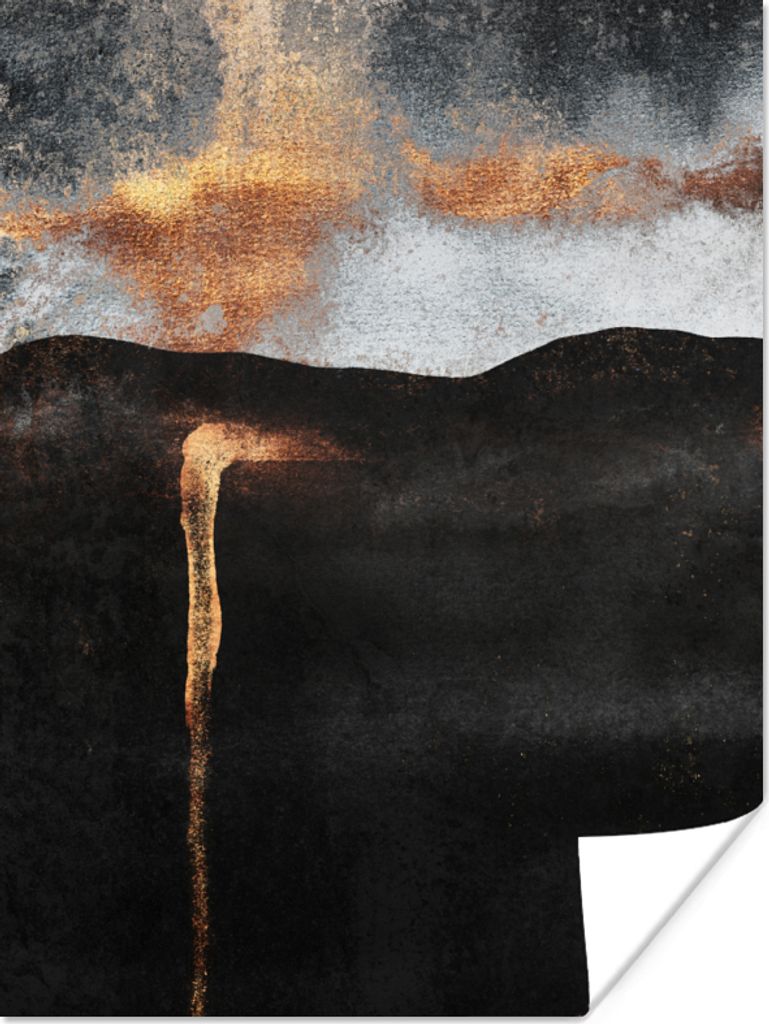 MuchoWow Poster Abstrakt - Gold - Chic - Schwarz - Grau 30x40 cm - Wandplakat - Poster Kinderzimmer