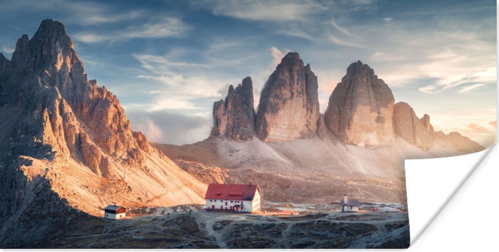 MuchoWow Poster Haus - Berge - Landschaft 40x20 cm - Poster für die Wand - Poster Schlafzimmer