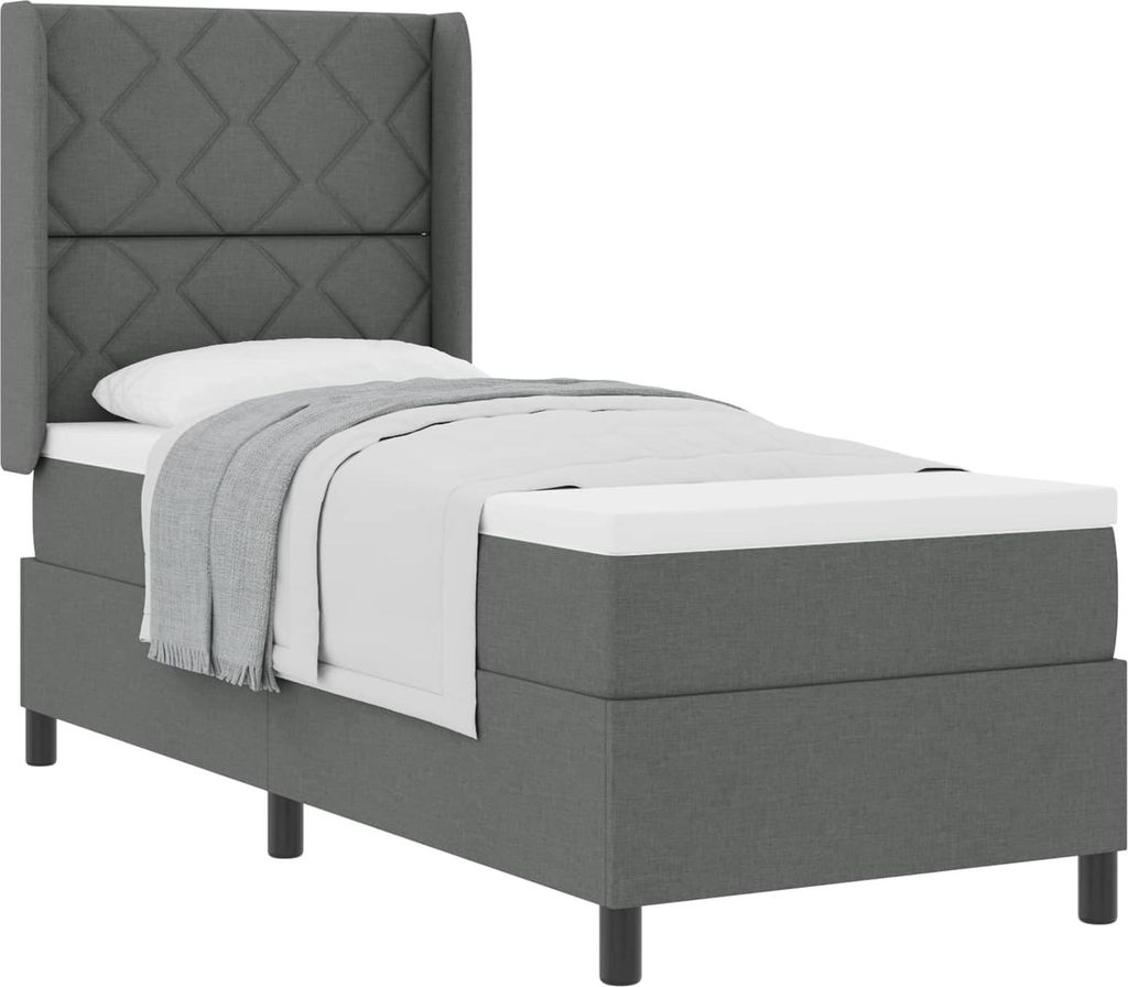 vidaXL Boxspringbett mit Matratze Dunkelgrau 200 x 80 cm Stoff