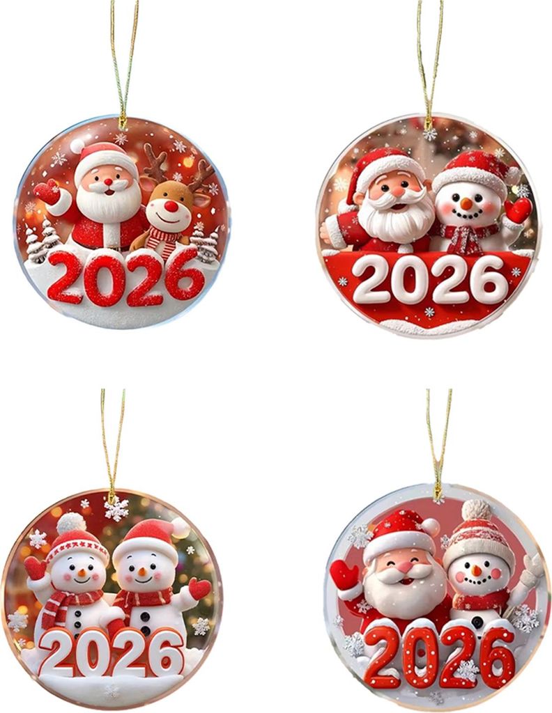 Weihnachtsschmuck Schneemann Weihnachtsmann Hirsch Design Auto-Rückspiegel Anhänger 2D Acryl Hängedekoration Weihnachtsparty Accessoire