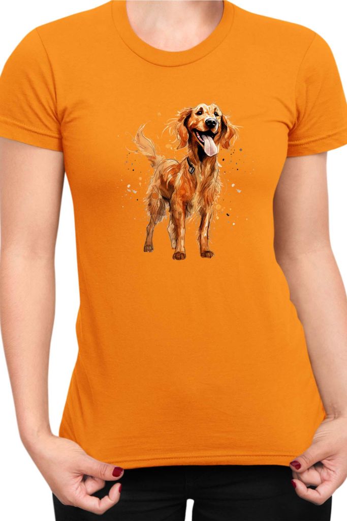 Damen T-Shirt Funny Dogs Breeds Irish Setter Dog Breed, Lady XS / Orange