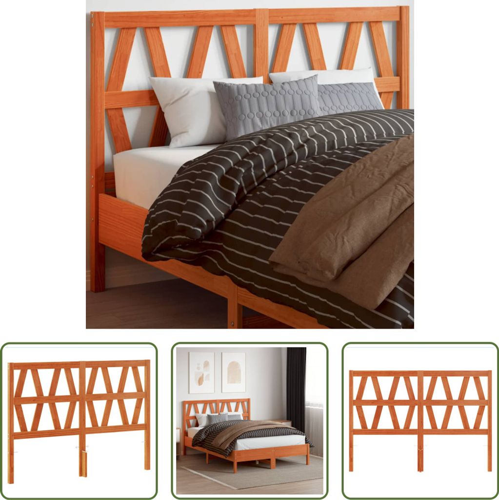 The Living Store Kopfteil Wachsbraun 160 cm Massivholz Kiefer
