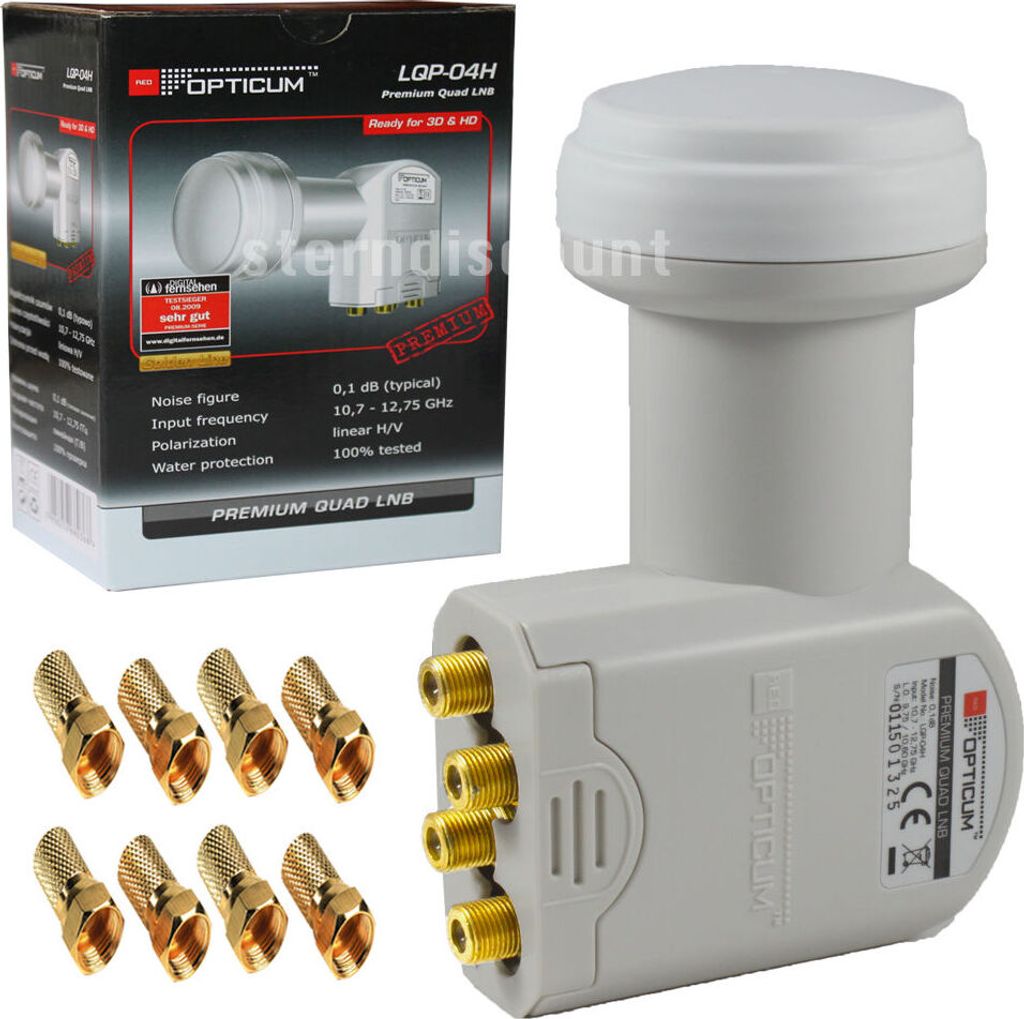 RED OPTICUM LQP 04H Quad LNB I Digital-LNB 4-fach mit nur 0.1dB Rauschmaß und ausziehbarem Wetterschutz I Full HD - 3D - 4 Anschlüsse direkt für...