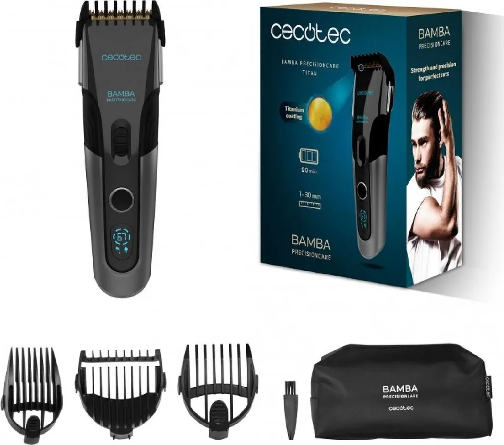 Cecotec Bamba PrecisionCare Titan Tondeuse avec Lame Précision Titane Noir