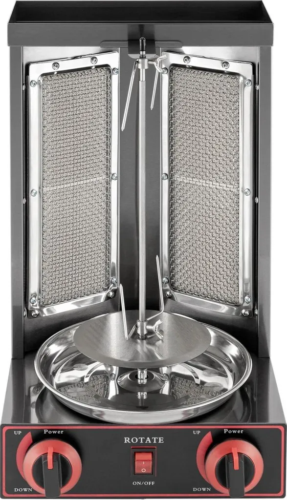 Machine à kebab et gyros verticale inox avec 2 brûleurs pour la cuisine