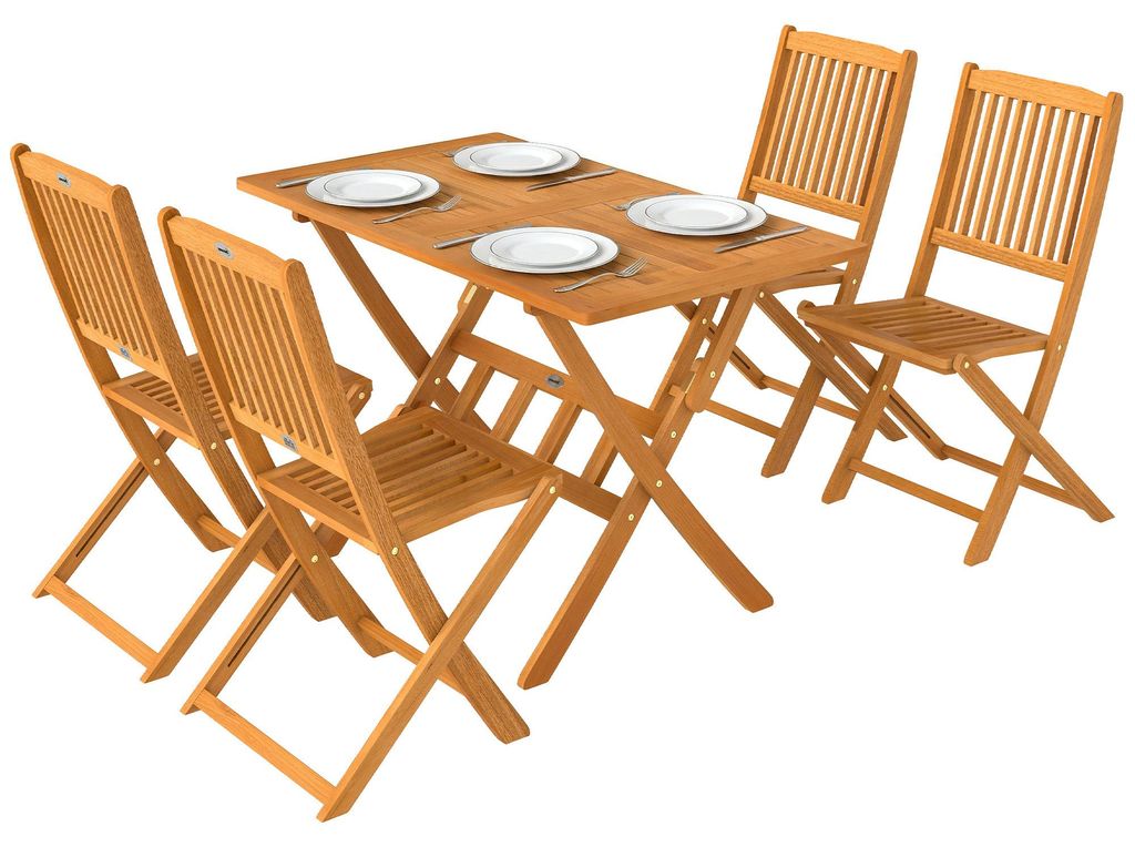 Outsunny tuinmeubelset van acaciahout, 5-delig: zitgroep Productafbeelding 