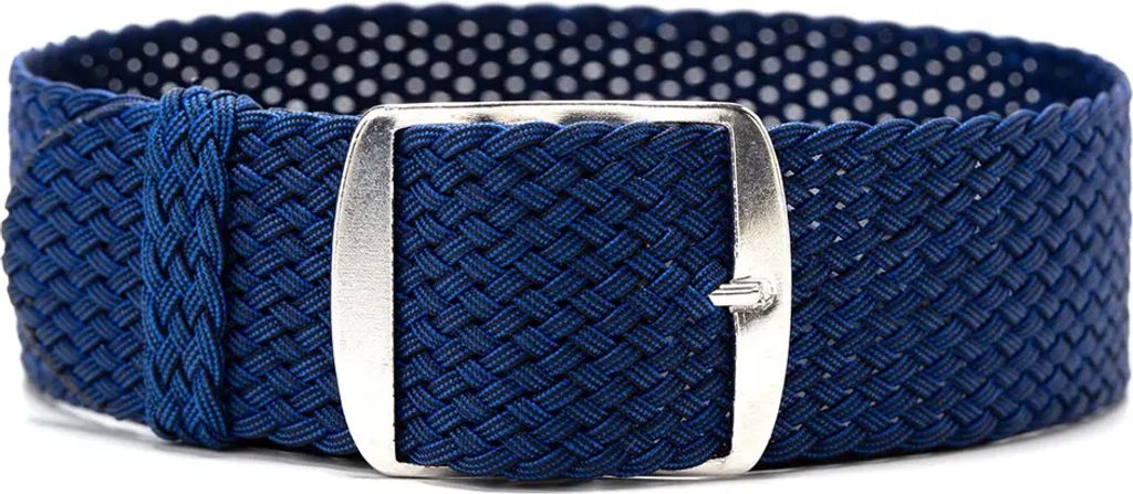 ClassicWatchStraps Perlon Uhrenarmband - Marine-Blau, 14 mm, Silber gebürstet