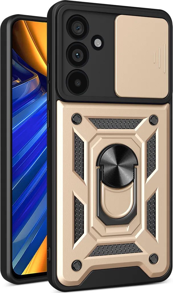 Cover Antiurto Samsung M35 Oro con Anello - Protezione per Bambini
