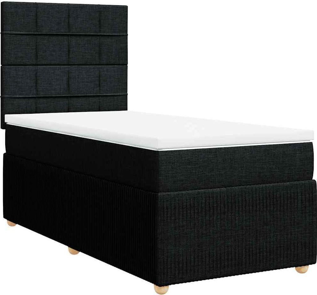 vidaXL Boxspringbett mit Matratze Schwarz 90x200 cm Stoff