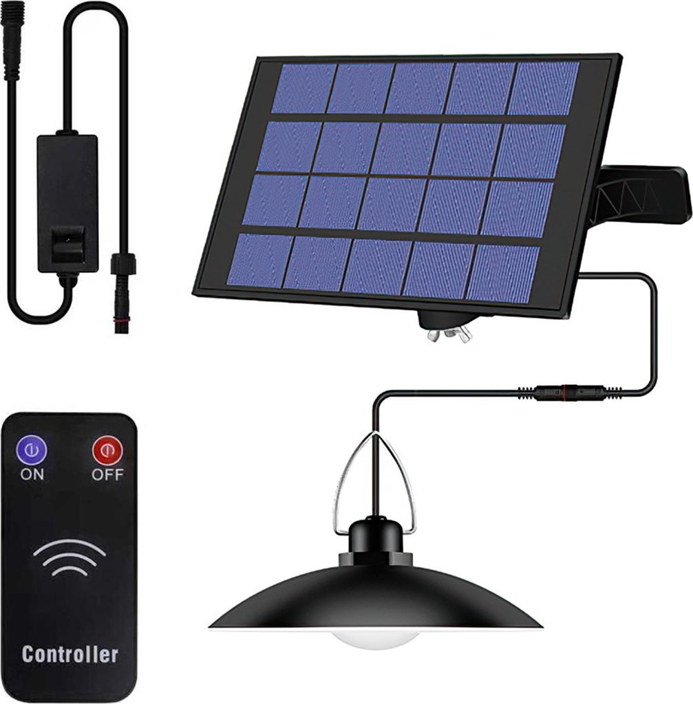 Außen Solarlampe Wasserdichte Garten Solar Pendelleuchte mit 1 Lampen und Fernbedienung, Weiß