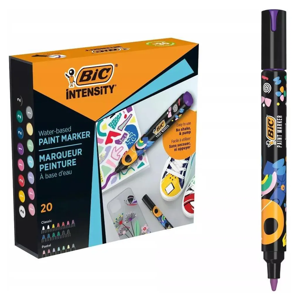 Marqueurs acryliques Bic Intensity pour personnaliser galets bois et tissus