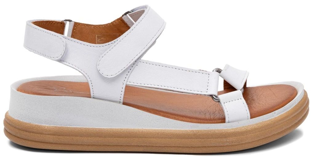 Damen Sandalen aus Naturleder, mit Naturleder-Sohle und -Innenfutter, Weiß