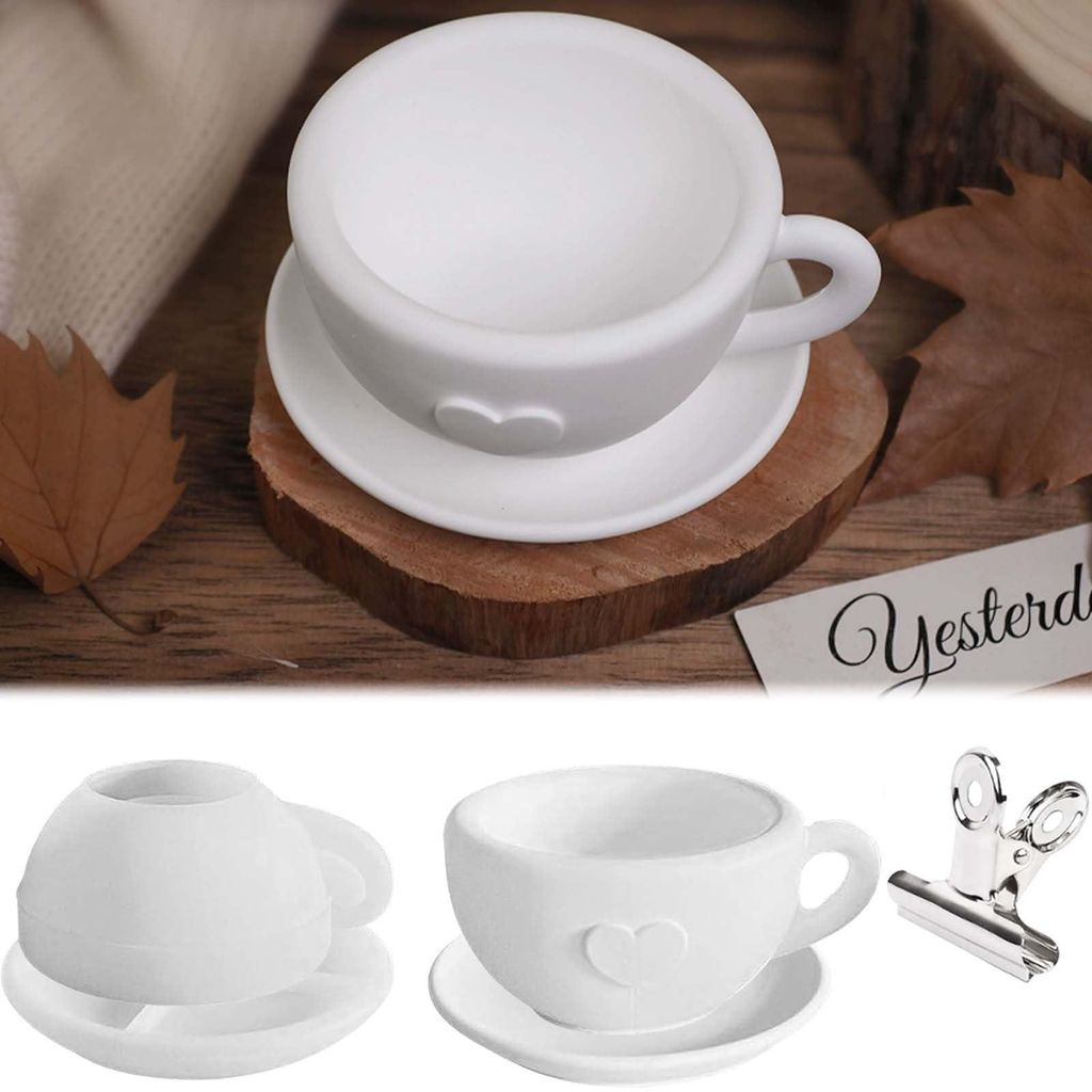 Zweiteilige Silikonform für Kaffeetassen und Untertassen, Kerzenhalter, Kerzenständer, Gussformen für Teetassen und Tabletts für Bastelprojekte...