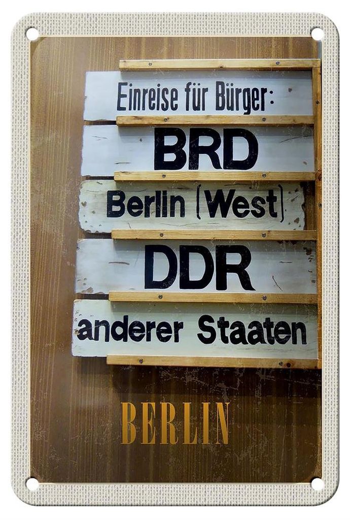 Blechschild Reise 12x18cm Berlin DE BRD DDR West Bild Schild