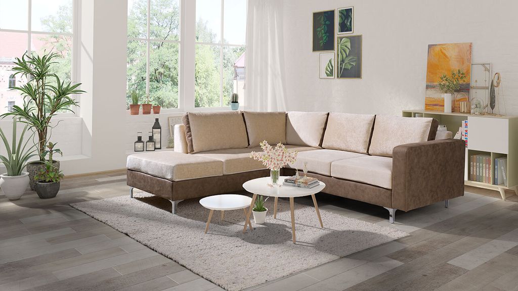MIRJAN24 Ecksofa Orlando Select, Polsterecke vom Hersteller, L-Form Eckcouch mit Metallfüße (Eterno 2 + Velvetto 2, Seite: Links)