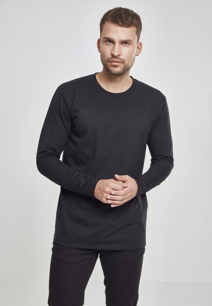 Urban Classics TB2390 | Stretch Terry Longsleeve Langarmshirt Herren - Farbe: Black - Größe: L