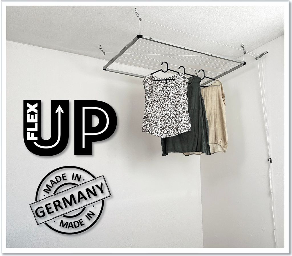 DRY-SMART FLEX UP (VERSION KURBEL) Deckenwäschetrockner - Deckentrockner ausziehbar - Wäscheständer für die Decke, in- und outdoor