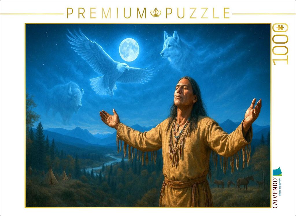 CALVENDO Puzzle Krafttier Reise - Spiritualität der Indianer | 1000 Teile Lege-Größe 64x48cm Foto-Puzzle für glückliche Stunden