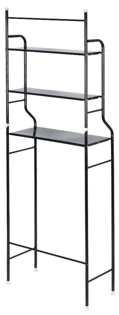 Badezimmer Über-Toilettenregal - 3 Ebenen XL - Metallrahmen - BPA-freier Kunststoff - Schwarz