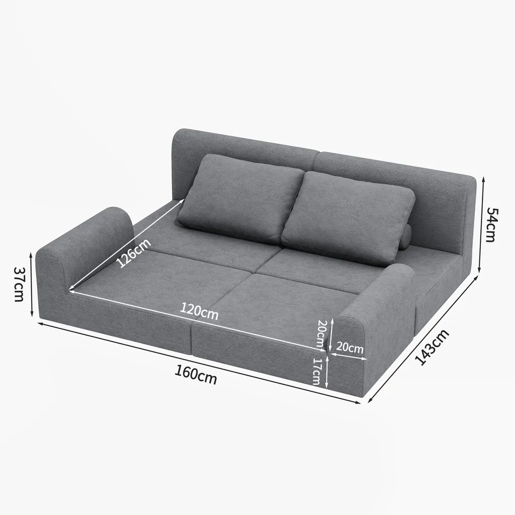 Canapé convertible avec mousse à mémoire de forme et dossier réglable gris - 5