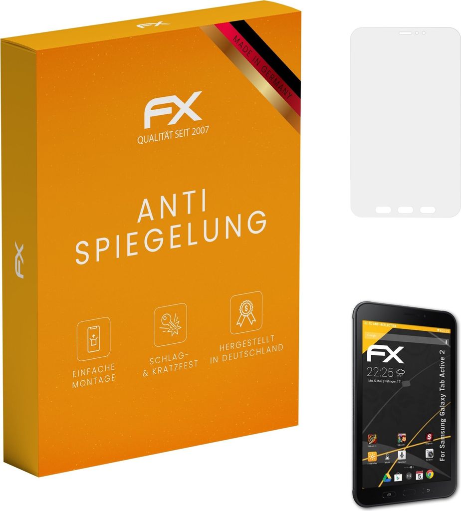 atFoliX FX-Antireflex 2x Schutzfolie kompatibel mit Samsung Galaxy Tab Active 2 Displayfolie