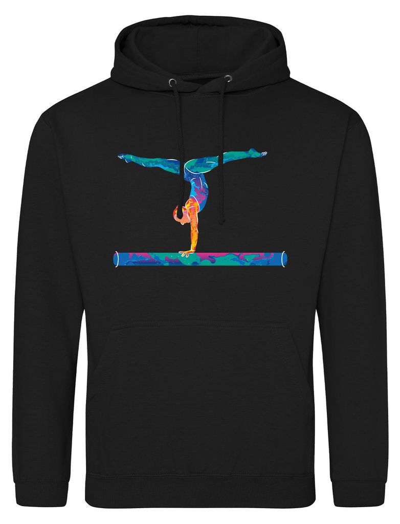 Huuraa Uni Hoodie Gymnastik Schwebebalken L Deep Black Vegan Sweatshirt Geschenkidee