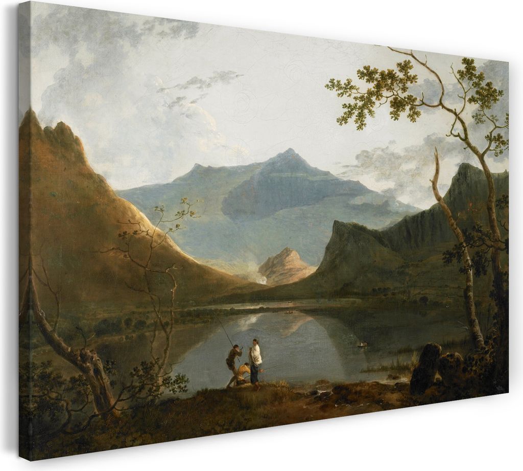 Leinwandbild (60x40cm): Landschafts-Gemalde See im Tal, Romantik Realismus, echter Holz-Keilrahmen inkl. Aufhänger, handgefertigt in Deutschland