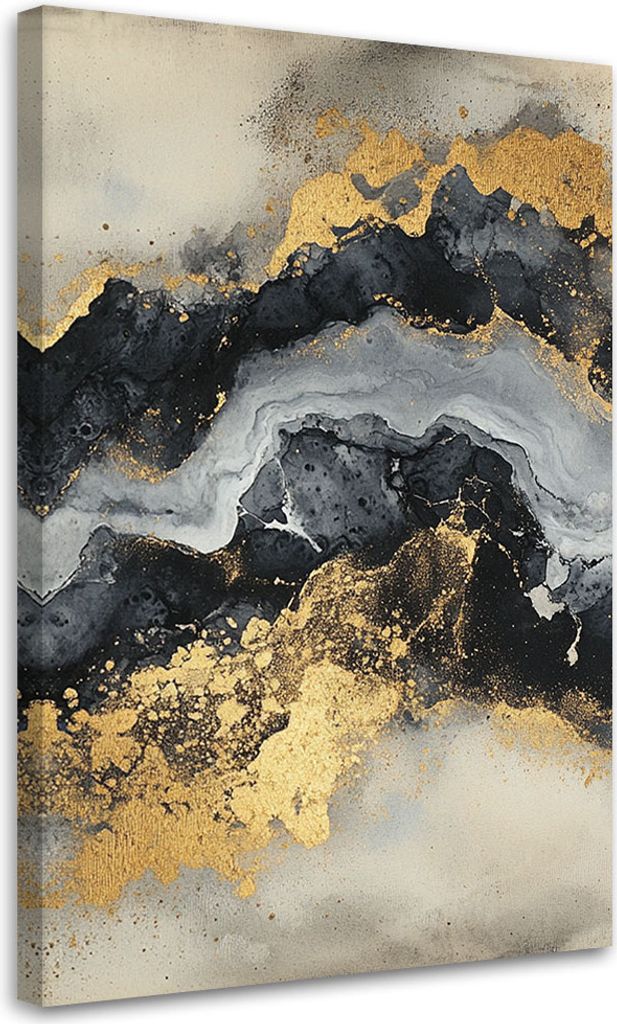Leinwandbild Schwarz-Weiß-Marmor mit Gold 80x120 Feeby Gold bild für die wand bereit zum aufhängen