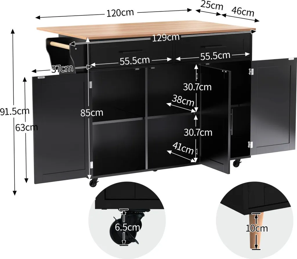Table à manger d'appoint noire avec rangements pour petits espaces - 8