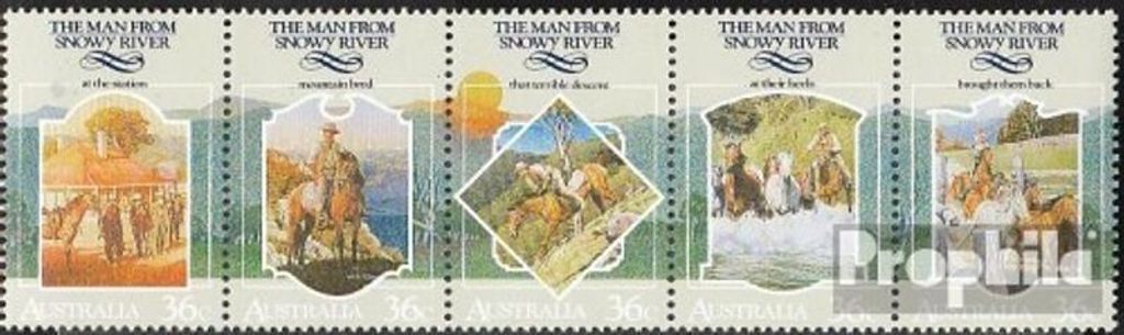 Briefmarken Australien 1987 Mi 1036-1040 Fünferstreifen (kompl.Ausg.) postfrisch Folklore