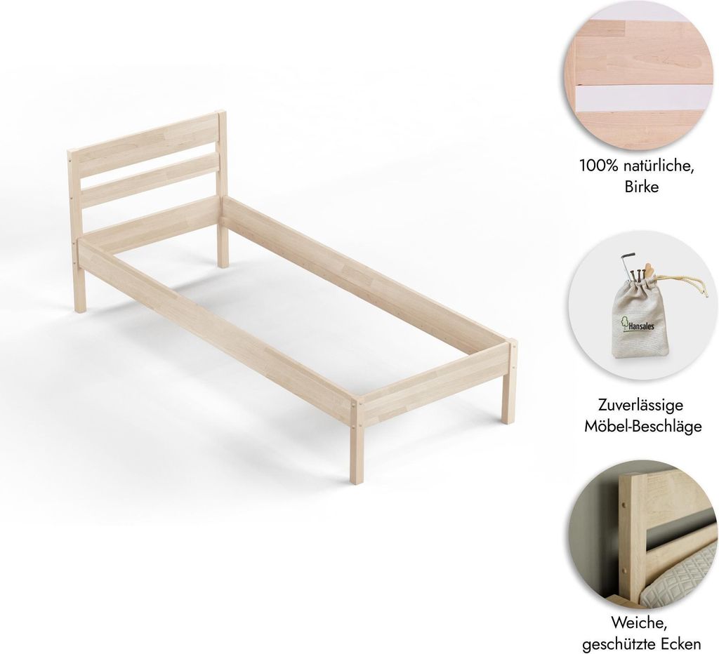 Hansales Holzbett 100x200 cm Kaja Scandi | Kaufland.de
