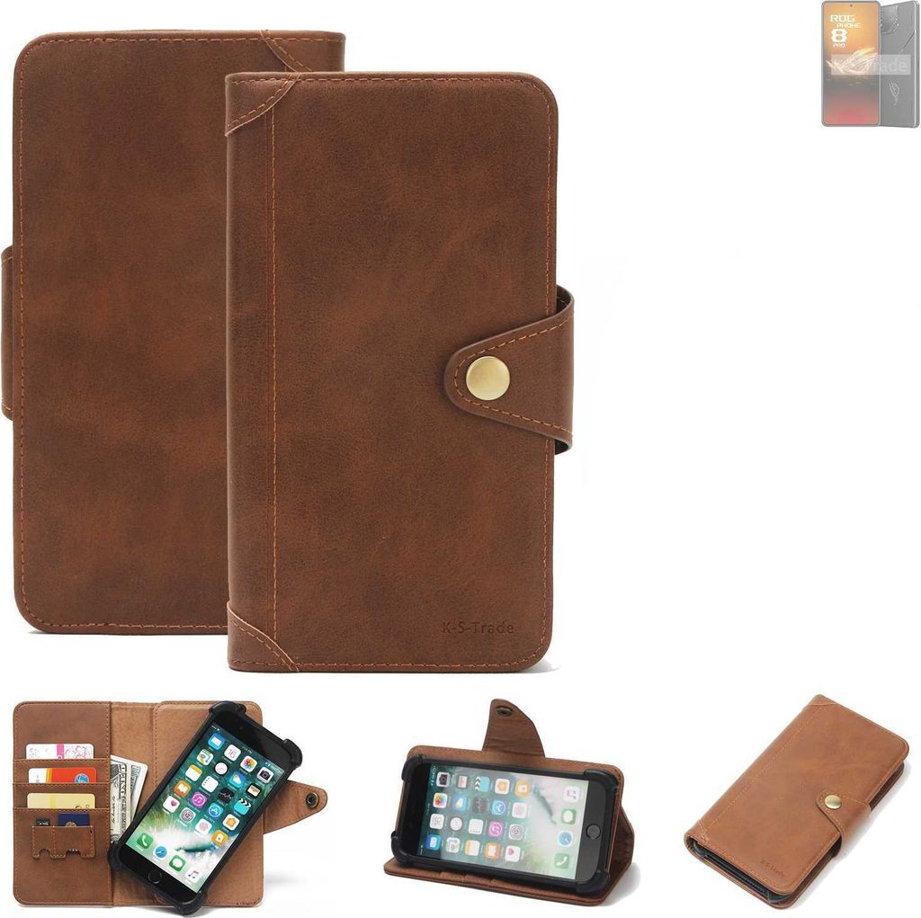 K-S-Trade Handyhülle kompatibel mit Asus ROG Phone 8 Pro Schutz Hülle Walletcase Bookstyle Tasche Case Handytasche Wallet Flipcase Cover Polyuret...