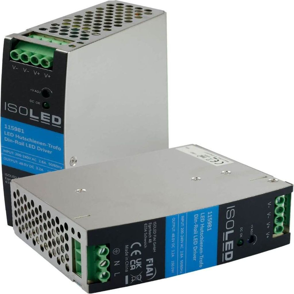 ISOLED 115981 LED Hutschienen-Trafo 48V, 4855V/DC, 0-150W