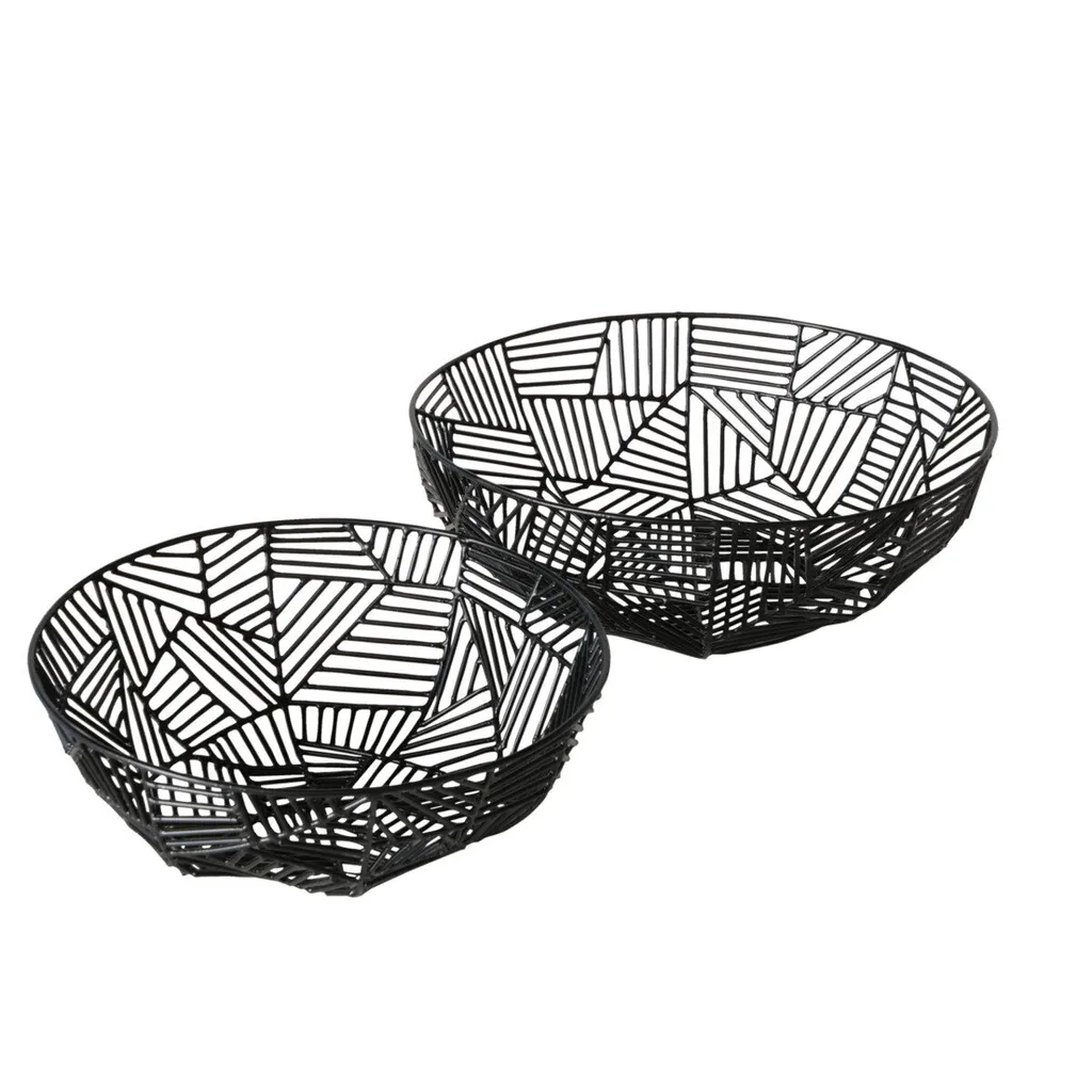 Corbeilles déco en métal noir GRAPHINA grand format pour intérieur