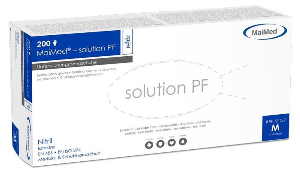 MaiMed solution SF | 2000 Nitrilhandschuhe | weiß | Gr. M | Einweghandschuhe