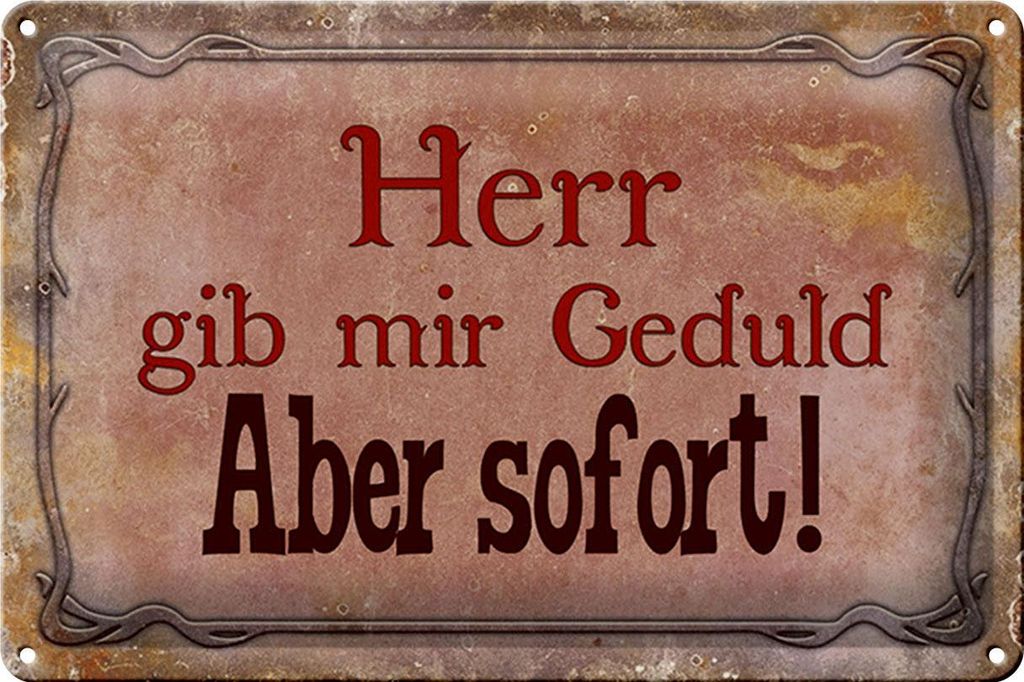 Blechschild Spruch 30x20cm Herr gib mir Geduld aber sofort