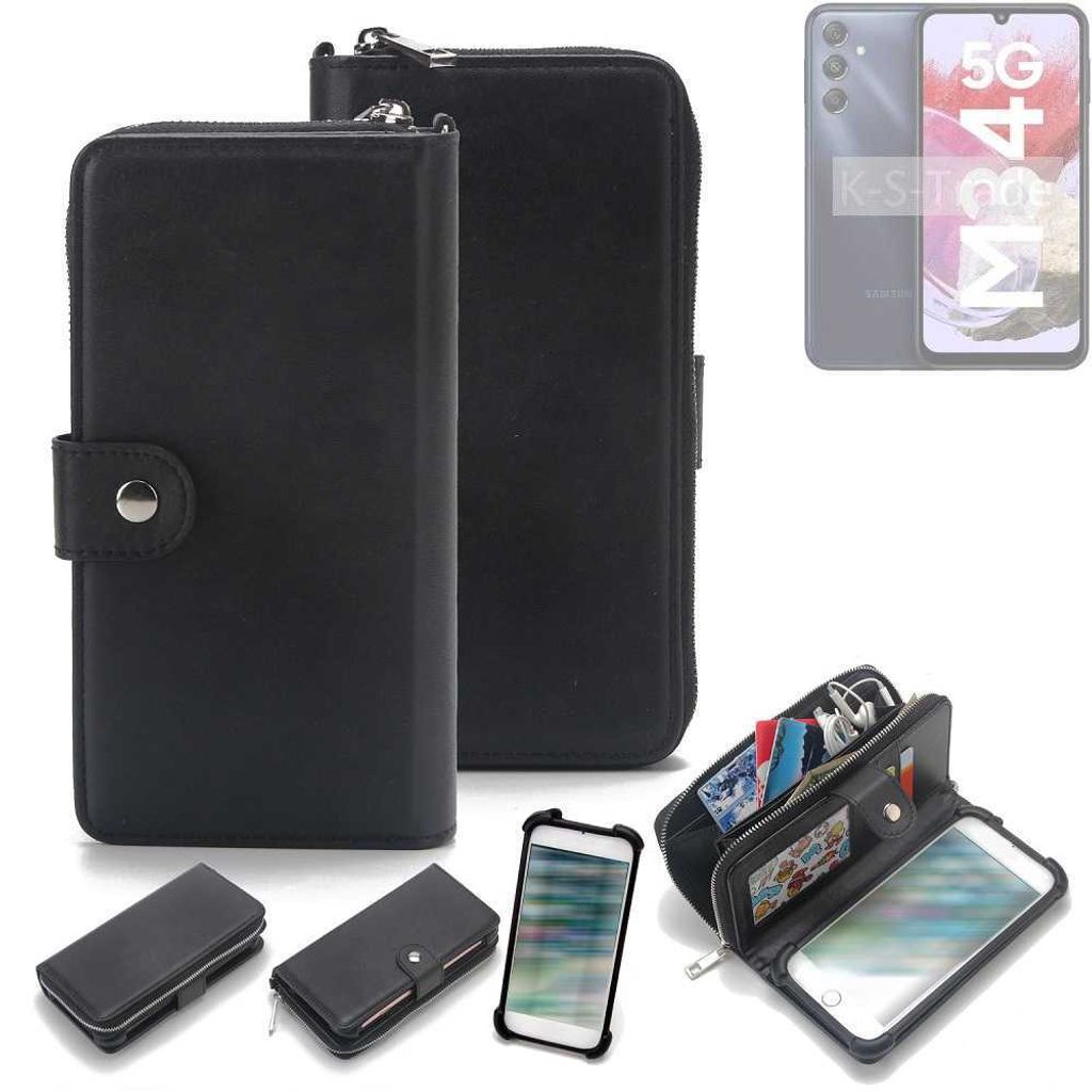 K-S-Trade 2in1 Handyhülle Schutzhülle kompatibel mit Samsung Galaxy M34 5G & Portemonnee Cover Handy Hülle Case Etui Geldbörse Wallet Bookstyle