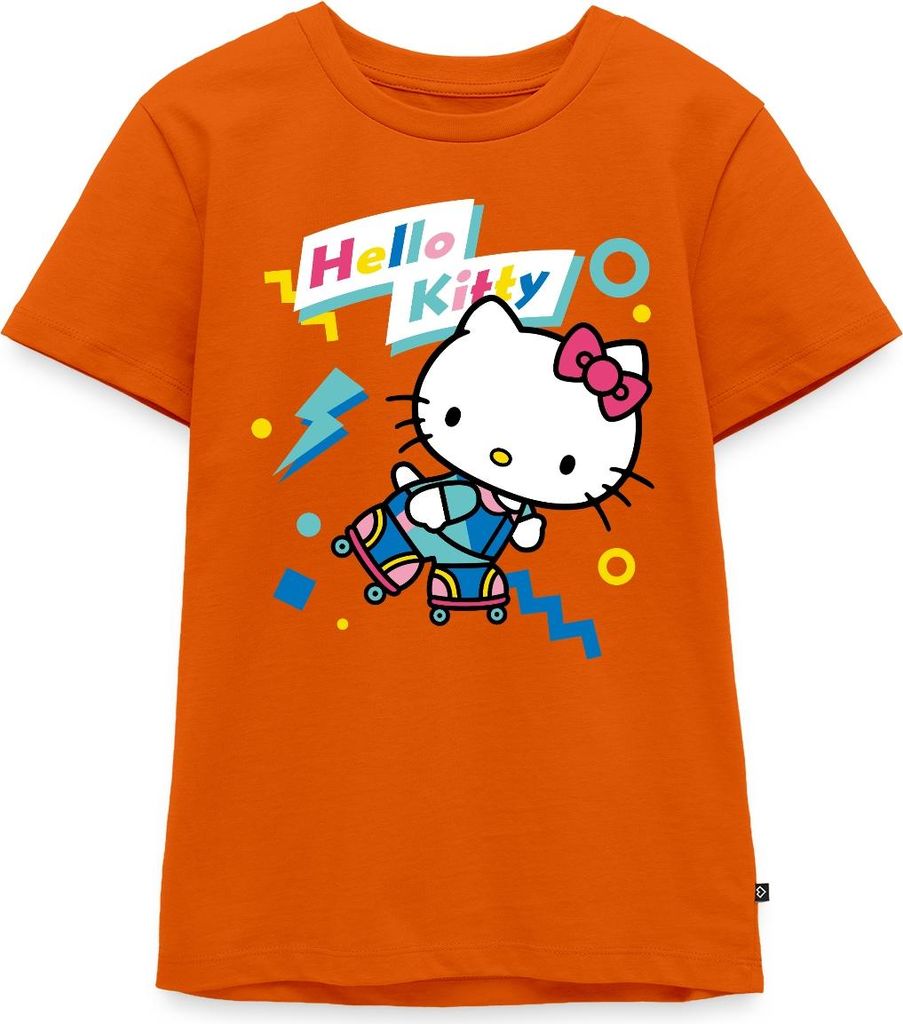Spreadshirt Hello Kitty 90er Stil Mit Rollschuhen Teenager Premium T-Shirt, 146/152 (10 Jahre), Orange