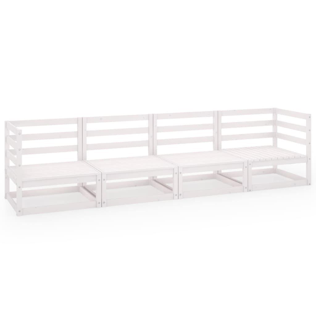 "im Sonderangebot" Outdoor-Sofa 4-Sitzer Weiß Massivholz Kiefer - 70x70x67cm - Gartensofas DEMöbel379657