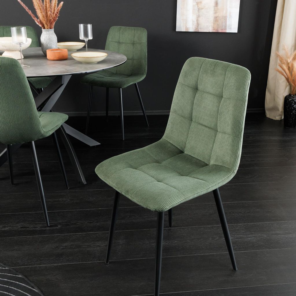 riess-ambiente Moderner Design Stuhl TRES CHIC grün Cord Produktbild 