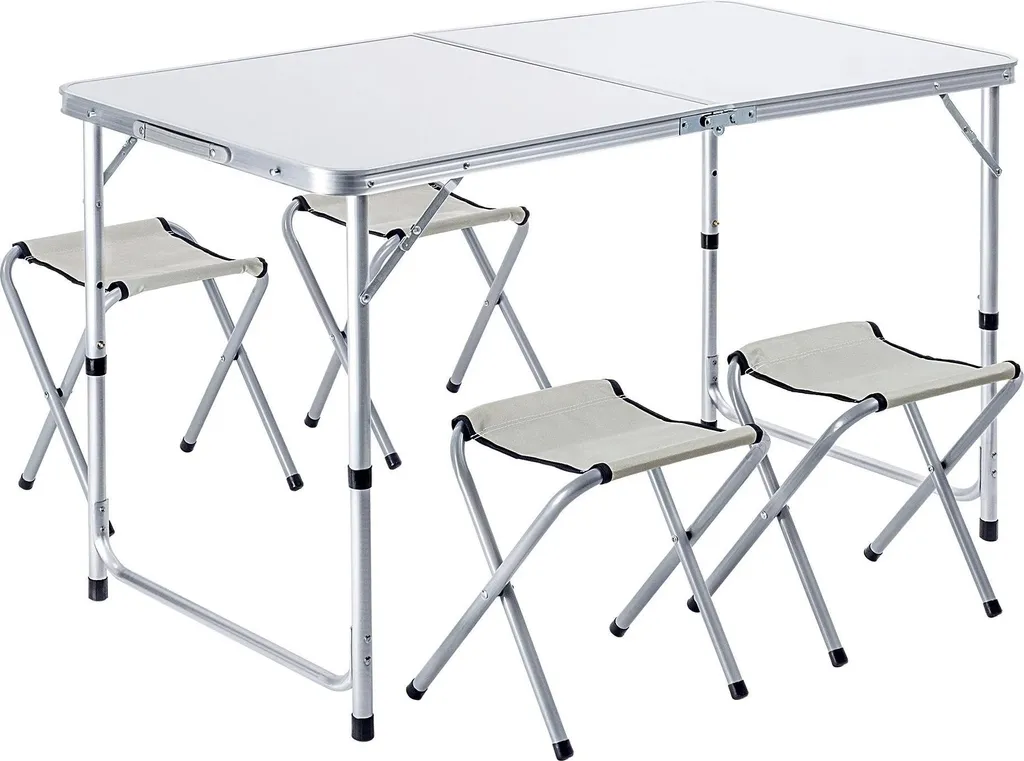 Set Camping Compact Table 120cm et Barbecue 5-en-1 Gain de Place