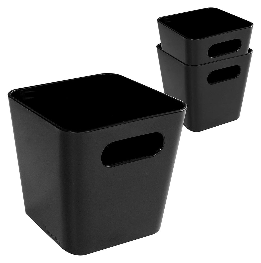 3 x Ordnungsbox - 10 cm hoch - schwarz - 10 x 10 cm - Ordnungskorb - Regalorganizer Wandregal - Schubladen Organizer schmaler Korb - Badezimmer