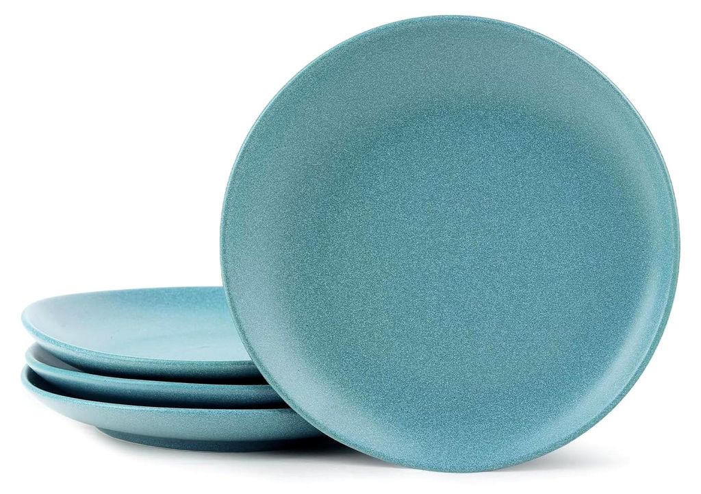 Grüne Porzellan-Dessertteller, 4er-Set, Keramik, matt, 19,5 cm