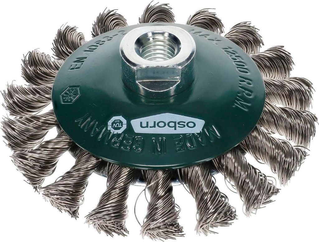 Osborn Drahtbürste für Winkelschleifer ø 115mm Kegelbürste - rostfreie Stahldrahtbürste, gezopft