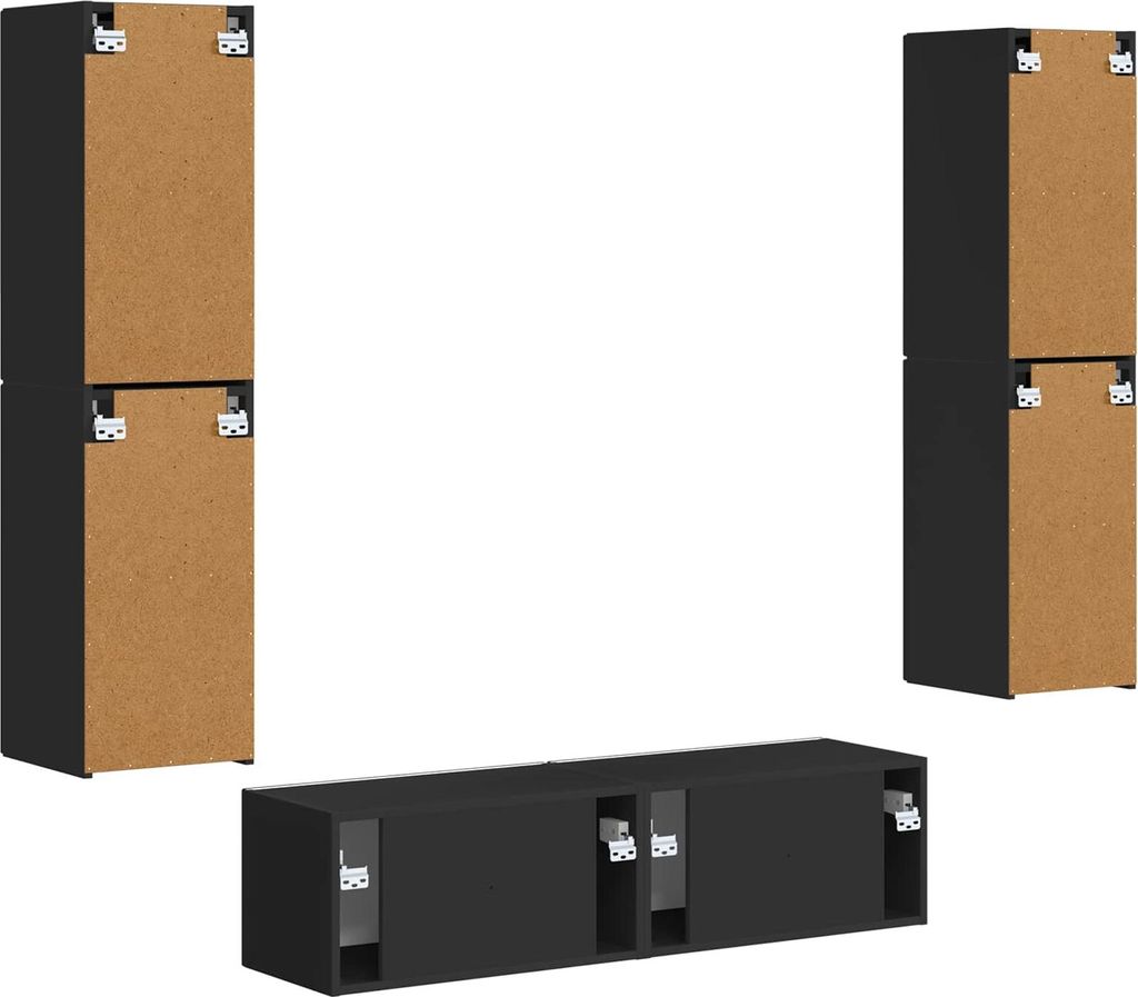 TV-Schrankset 6 pcs Schwarz Holzwerkstoff