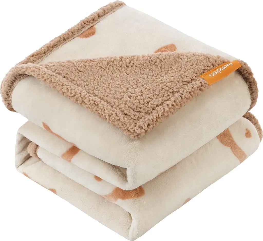 Plaid Chien Imperméable Anti-Fuite Lavable XL 152x127 cm Doux Beige