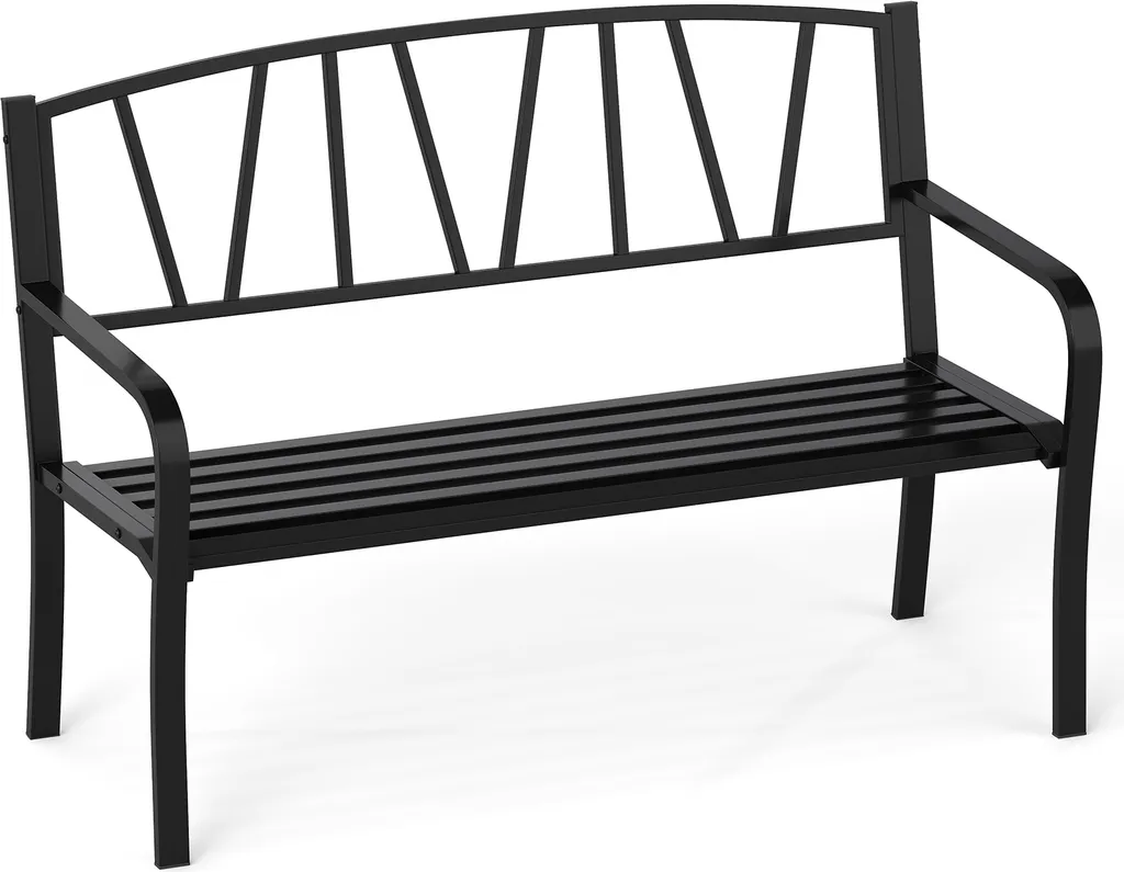 COSTWAY Panchina Ferro da Esterno 128cm | Panca Parco Portata 300kg