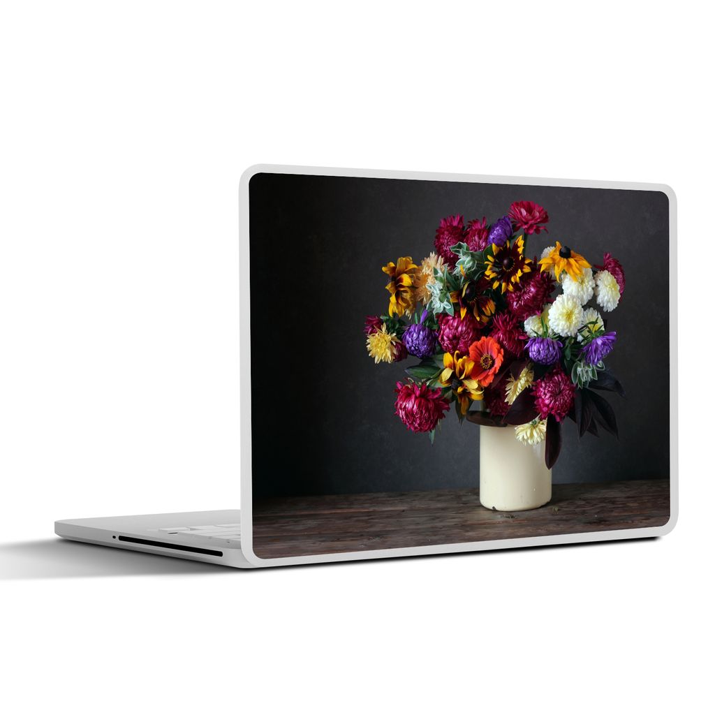 MuchoWow Laptop Aufkleber Sticker Cover Blumenstrauß - Farben - Stilleben 25x18 cm - Laptop-Deko
