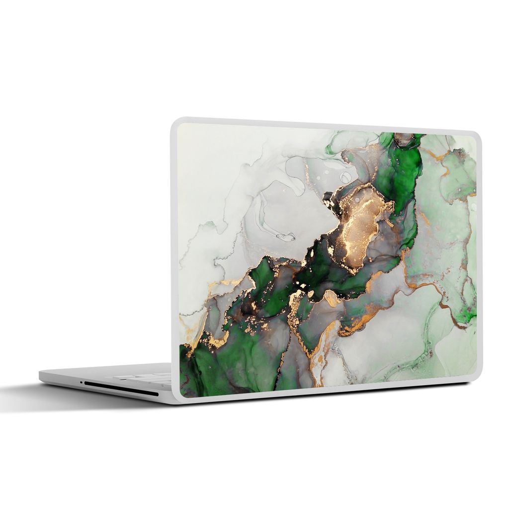 MuchoWow Laptop Aufkleber Sticker Cover Marmor - Gold - Grün - Luxus 31x22.5 cm - Laptop-Deko