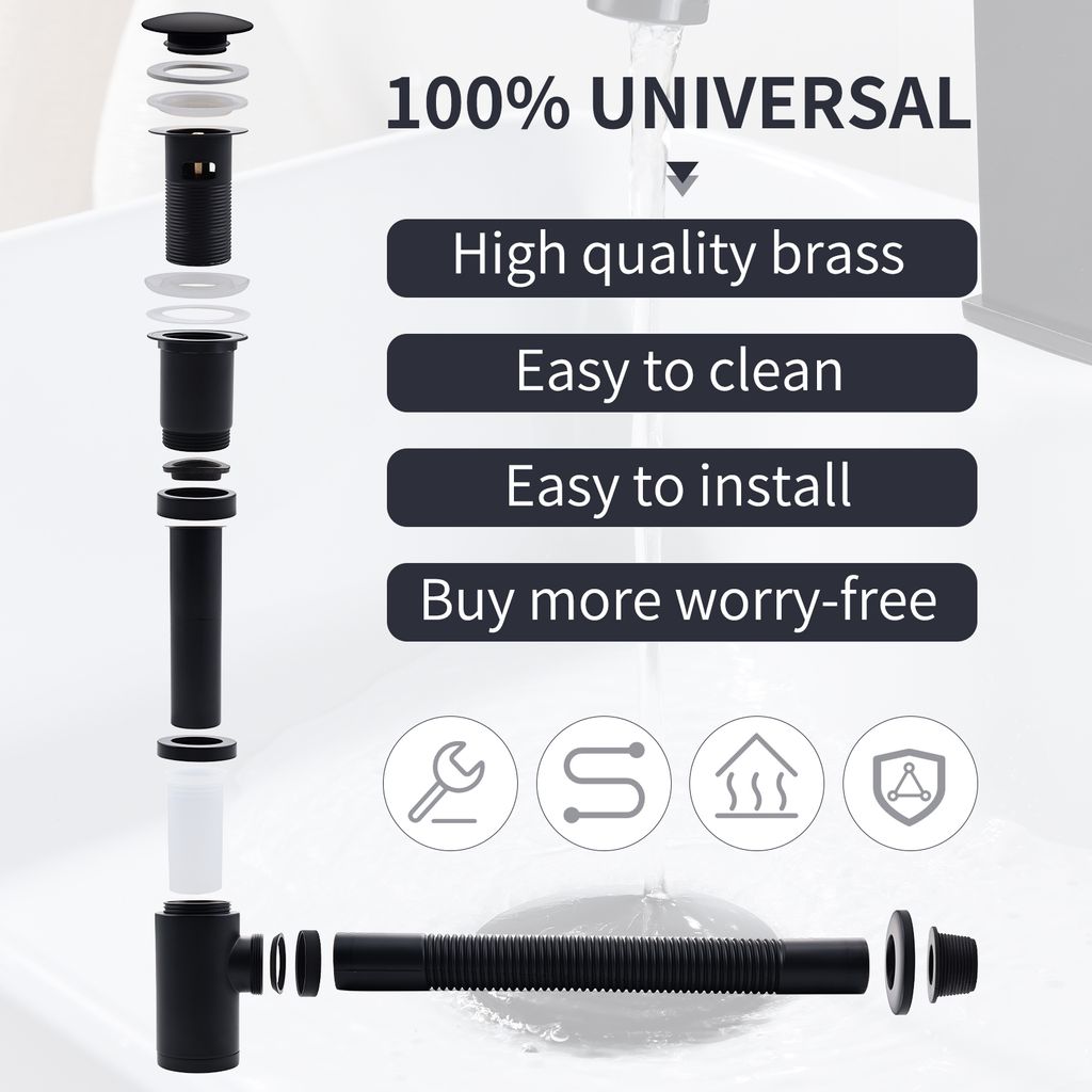 Universal Röhrensiphon Set für Waschbecken Waschtisch Bad Produktbild 4